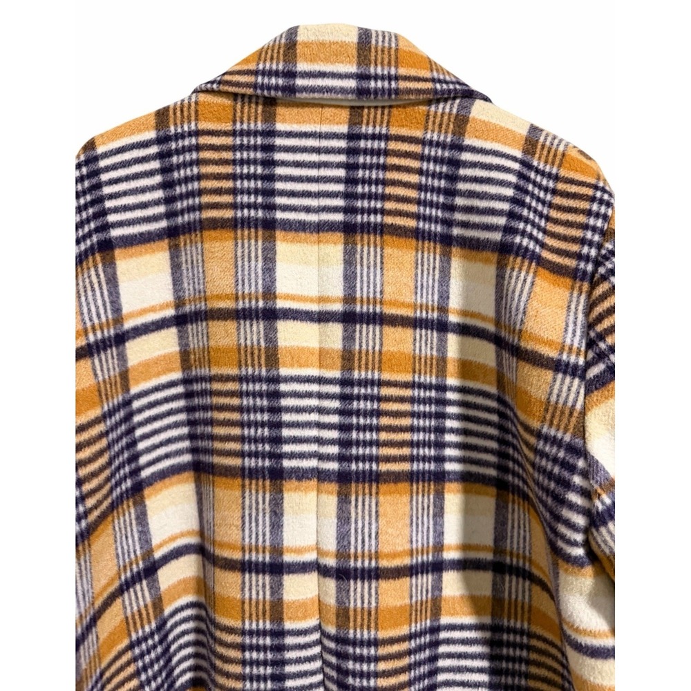 Garnet Hill Plaid Wool Coat‎ Purple/Tan Women's Size XL - Picture 4 of 12